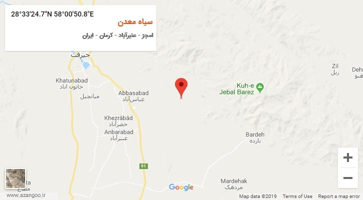 روستای سیاه معدن بر روی نقشه