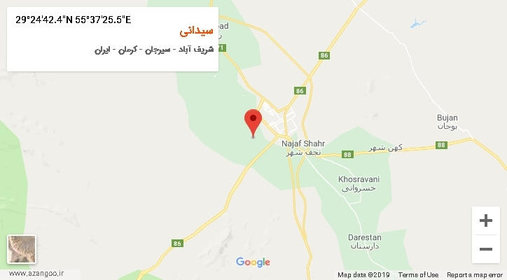 روستای سیدانی بر روی نقشه