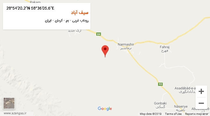 روستای سیف آباد بر روی نقشه