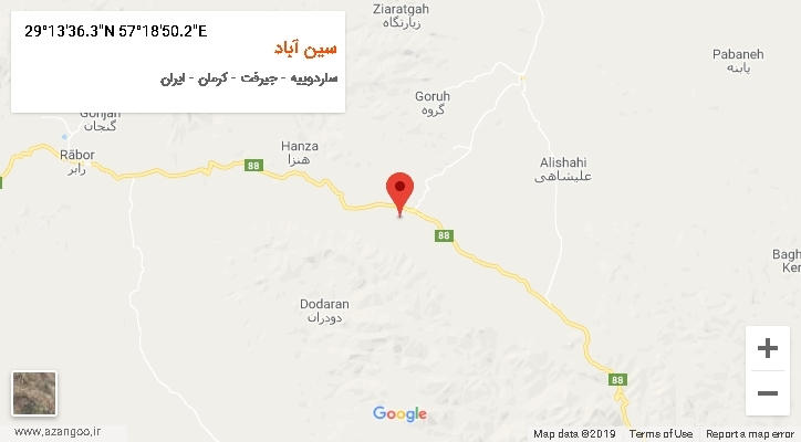 روستای سین آباد بر روی نقشه