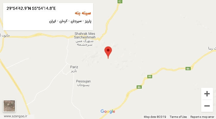 روستای سینه بنه بر روی نقشه