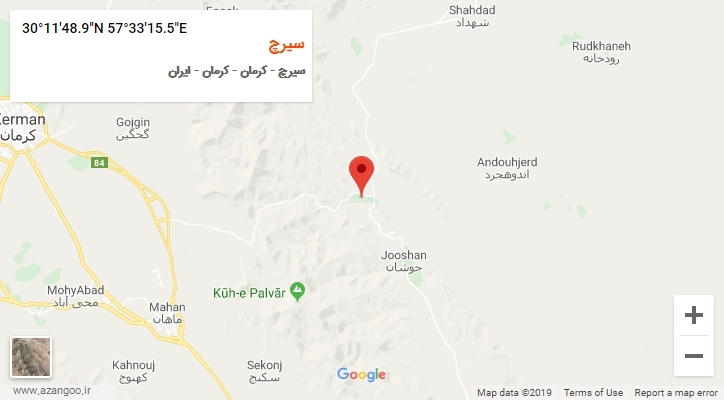 روستای سیرچ بر روی نقشه