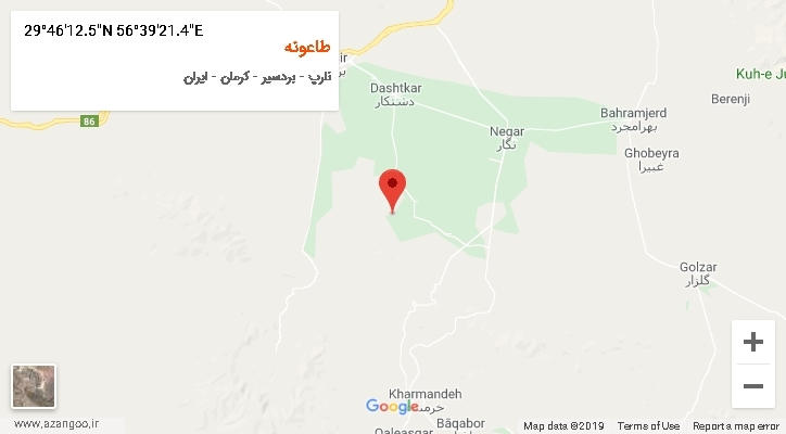 روستای طاعونه بر روی نقشه