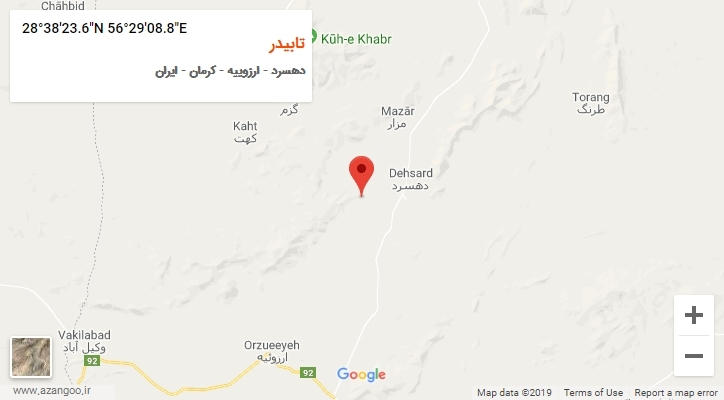 روستای تابیدر بر روی نقشه