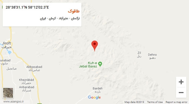 روستای طاقوک بر روی نقشه