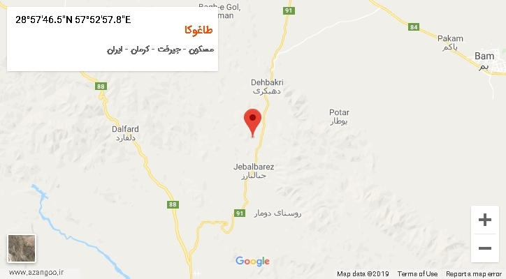 روستای طاغوکا بر روی نقشه