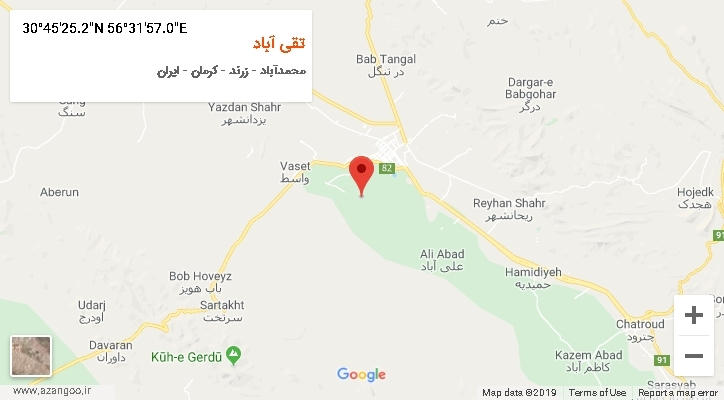 روستای تقی آباد بر روی نقشه