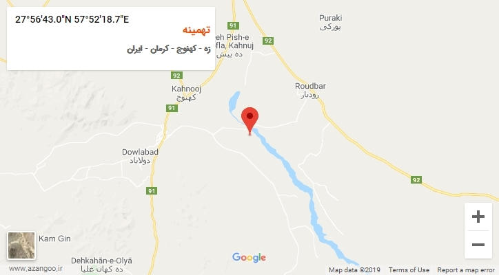 روستای تهمینه بر روی نقشه