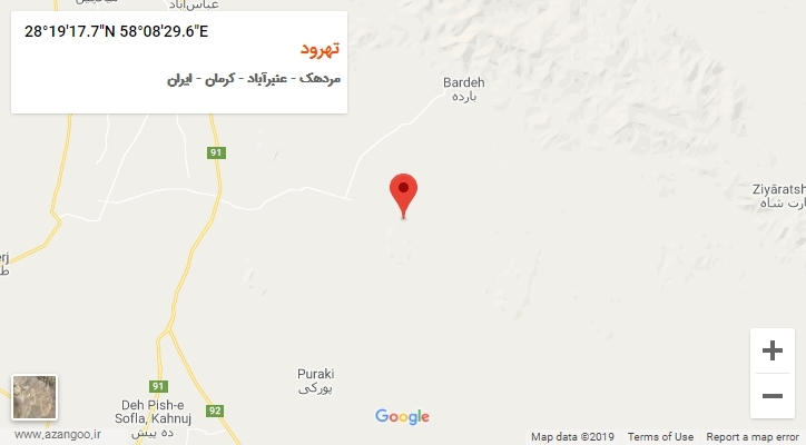 روستای تهرود بر روی نقشه