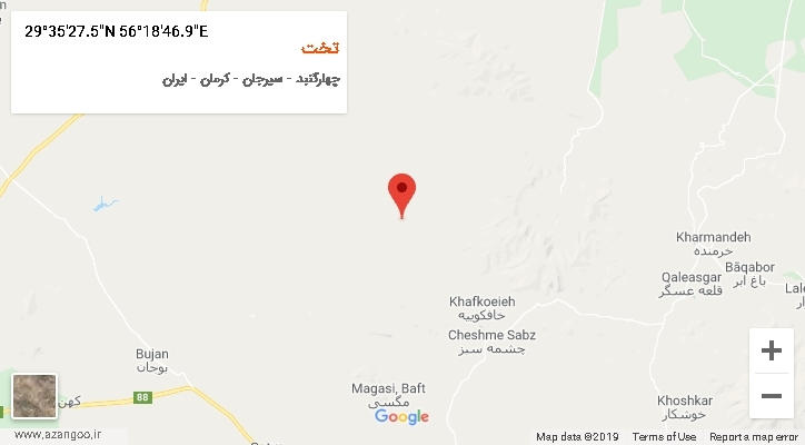 روستای تخت بر روی نقشه