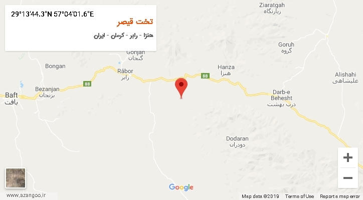 روستای تخت قیصر بر روی نقشه