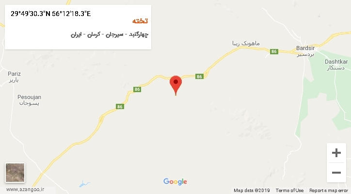 روستای تخته بر روی نقشه