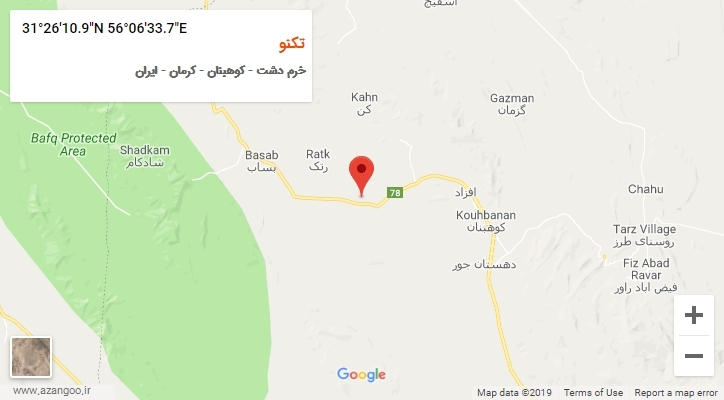 روستای تکنو بر روی نقشه