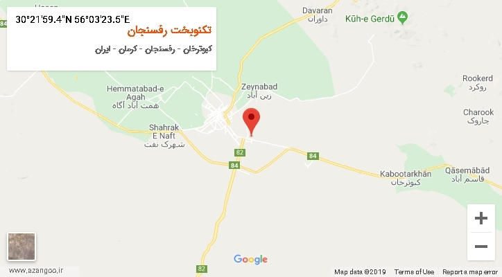 روستای تکنوبخت رفسنجان بر روی نقشه