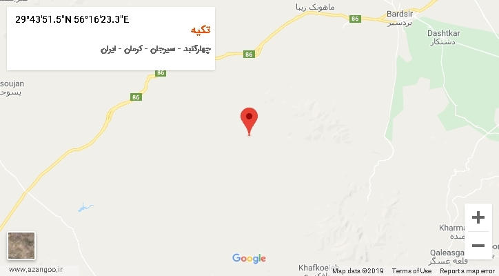 روستای تکیه بر روی نقشه