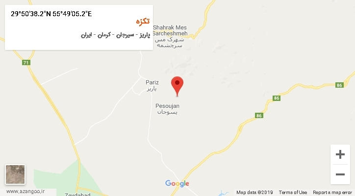 روستای تکزه بر روی نقشه