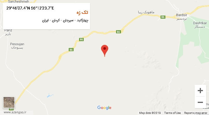 روستای تک زه بر روی نقشه