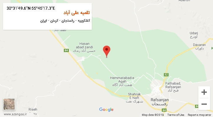 روستای تلمبه علی آباد بر روی نقشه