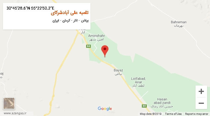روستای تلمبه علی آبادشرکای بر روی نقشه