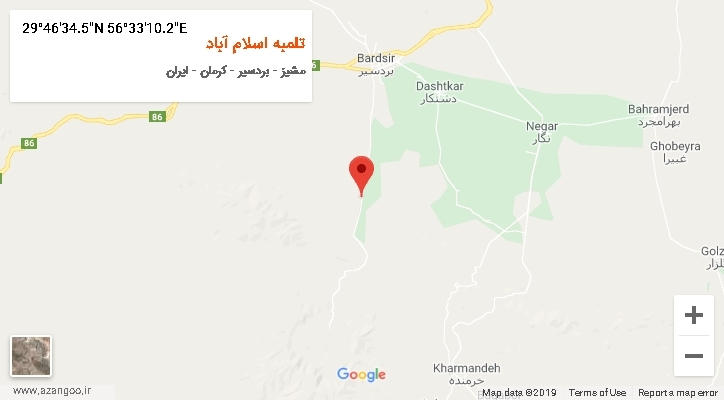 روستای تلمبه اسلام آباد بر روی نقشه