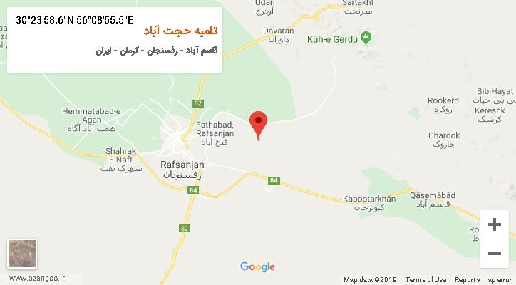 روستای تلمبه حجت آباد بر روی نقشه