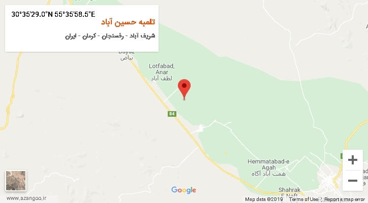 روستای تلمبه حسین آباد بر روی نقشه