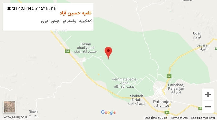 روستای تلمبه حسین آباد بر روی نقشه