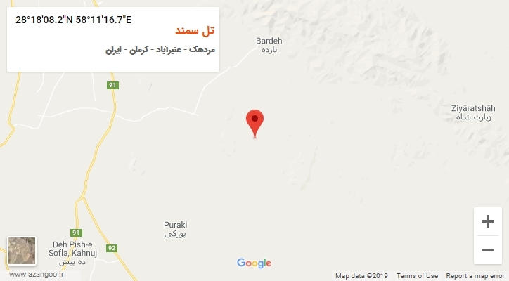 روستای تل سمند بر روی نقشه