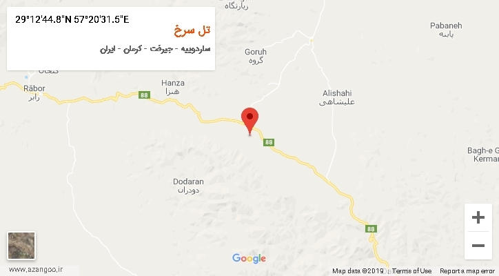 روستای تل سرخ بر روی نقشه
