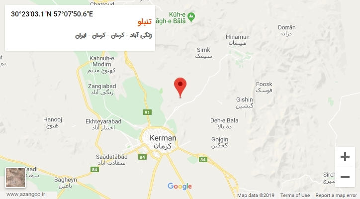 روستای تنبلو بر روی نقشه