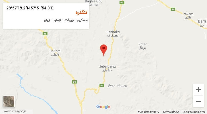 روستای تنگدره بر روی نقشه