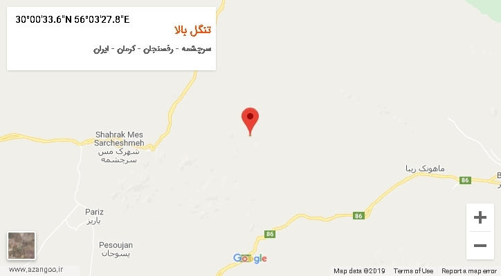 روستای تنگل بالا بر روی نقشه