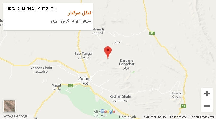 روستای تنگل سرگدار بر روی نقشه