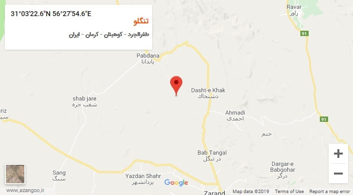 روستای تنگلو بر روی نقشه