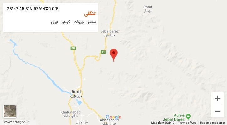 روستای تنگلی بر روی نقشه