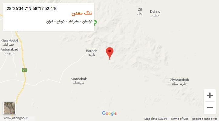 روستای تنگ معدن بر روی نقشه