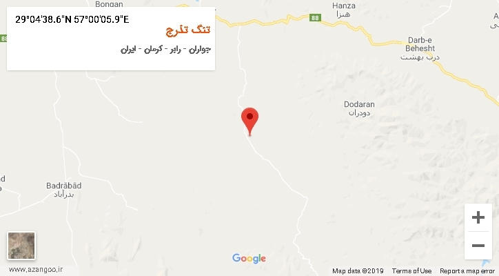 روستای تنگ تذرج بر روی نقشه