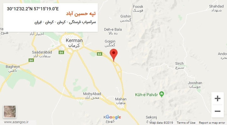 روستای تپه حسین آباد بر روی نقشه