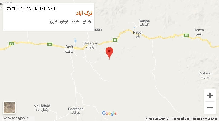 روستای ترک آباد بر روی نقشه
