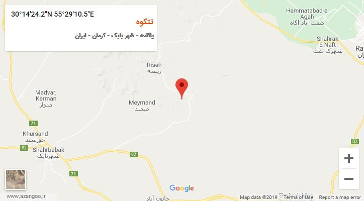 روستای تتکوه بر روی نقشه