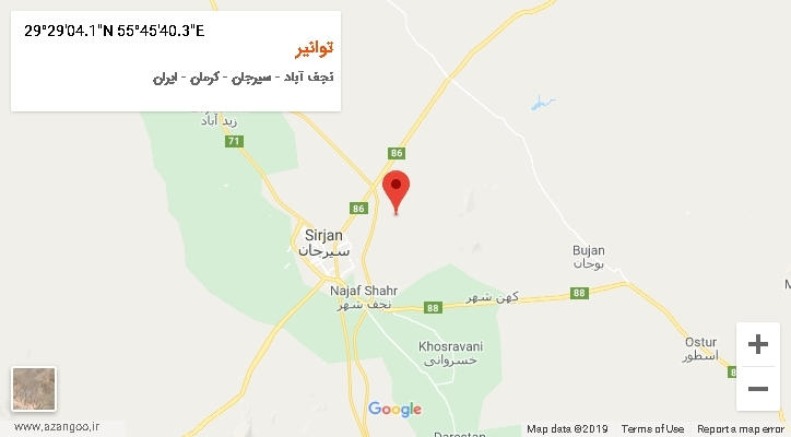 روستای توانیر بر روی نقشه