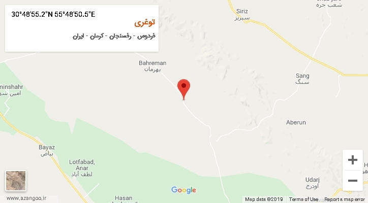 روستای توغری بر روی نقشه