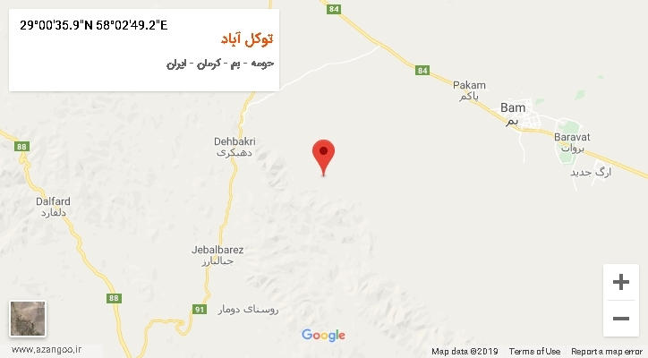 روستای توکل آباد بر روی نقشه