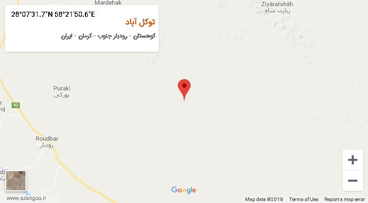 روستای توکل آباد بر روی نقشه