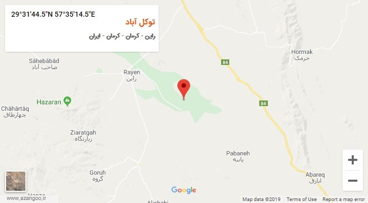 روستای توکل آباد بر روی نقشه