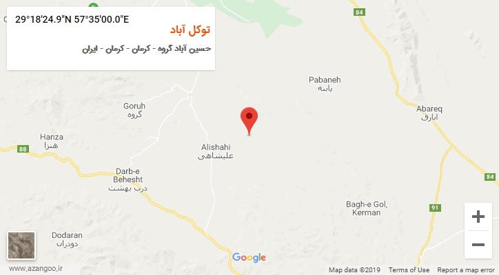 روستای توکل آباد بر روی نقشه