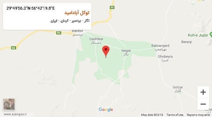 روستای توکل آبادامید بر روی نقشه