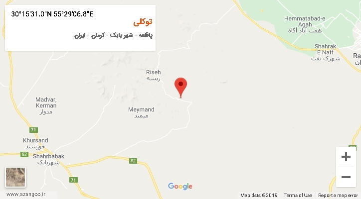 روستای توکلی بر روی نقشه