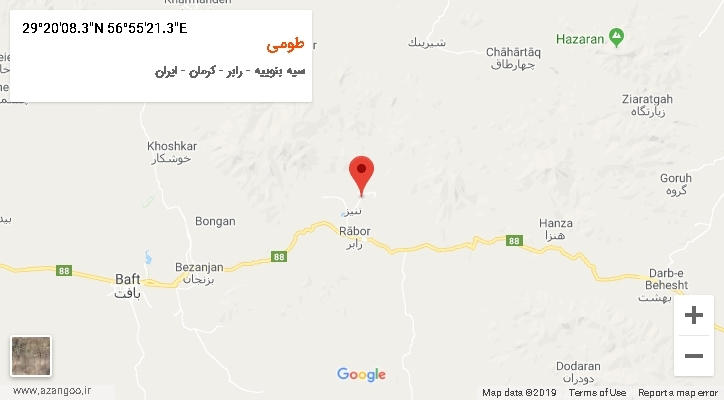 روستای طومی بر روی نقشه