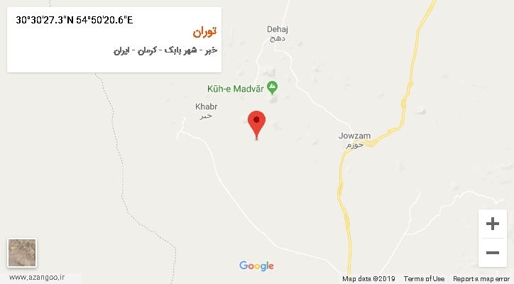 روستای توران بر روی نقشه